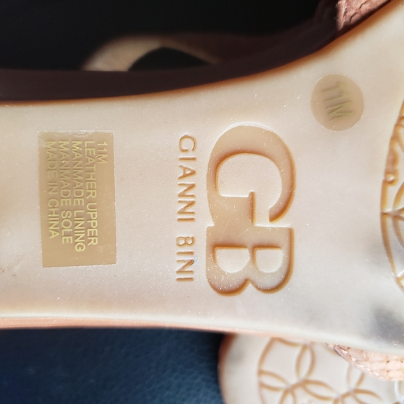 Gianni Bini 3D Flower Strappy Thong Slingback Flat Sandal Brown Leather Size 11 - Picture 9 of 10